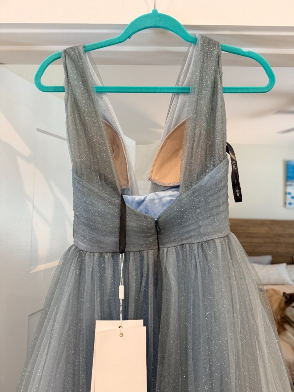 Mac Duggal NWT Jade Blue Ombre Glitter Tulle Dress Style #20380 Size 0 - Picture 11 of 15